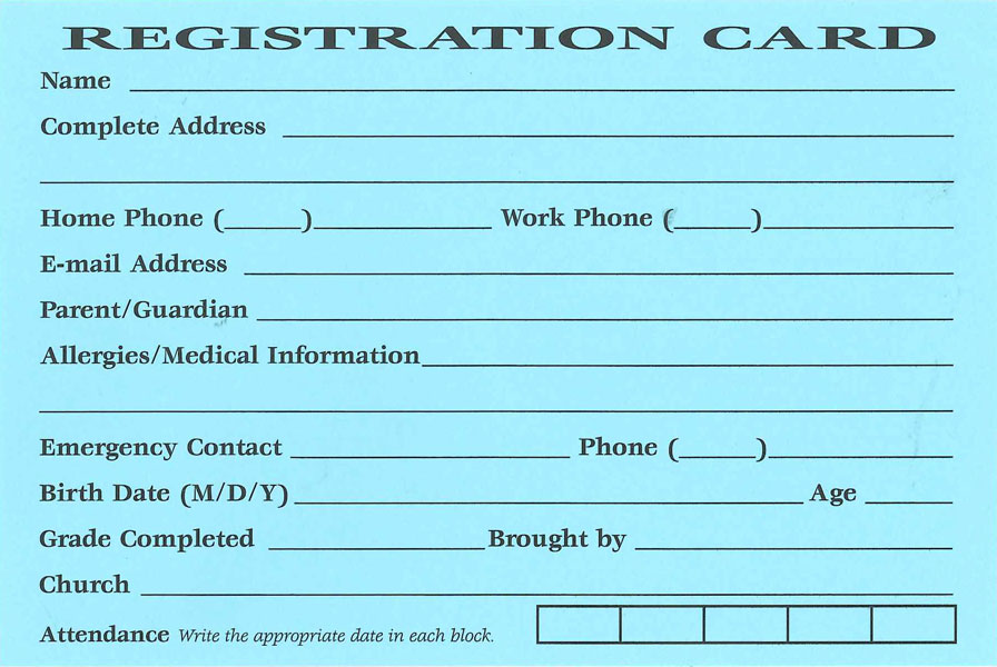 Registration Cards (Pkg. of 50)